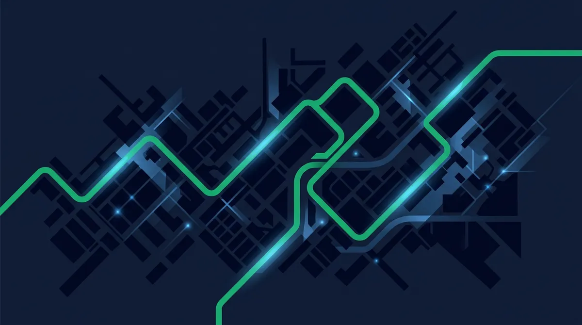 Abstrakcyjna grafika trasy — ilustracja do czytania warunków ogólnych