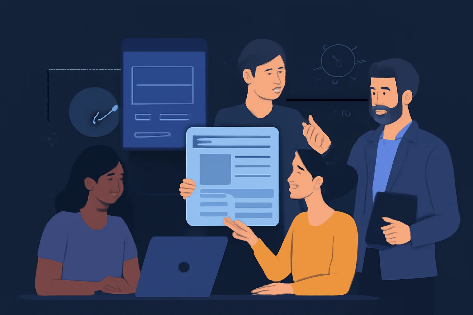 Роли в команде UX/UI дизайна: дизайнеры, исследователи, проектировщики, 600x400